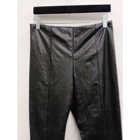 Lysse Womens Skinny Pants Large Black Faux Leather Slimming Pull On High Rise - Picture 2 of 8